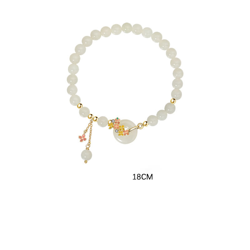 Buddha Stones925 スターリングシルバー 天然和田翡翠 キンモクセイの花 平和バックル ジルコン 幸運のブレスレット ネックレス ペンダント