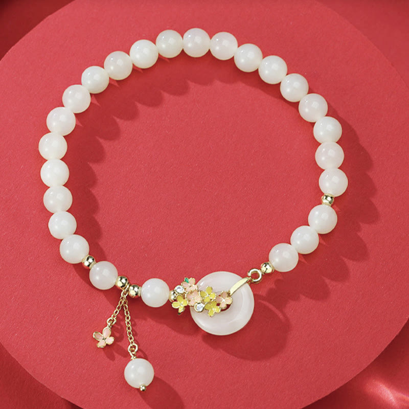 Buddha Stones925 スターリングシルバー 天然和田翡翠 キンモクセイの花 平和バックル ジルコン 幸運のブレスレット ネックレス ペンダント