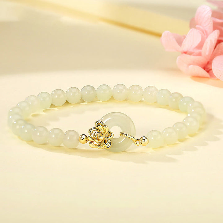 Buddha Stones925 スターリングシルバー 天然和田翡翠 秋菊 平和バックル 繁栄ブレスレット