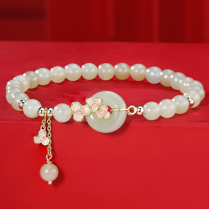 Buddha Stones 925スターリングシルバー 天然和田翡翠 桃色 平和バックル ジルコン 幸運のブレスレット ネックレス ペンダント