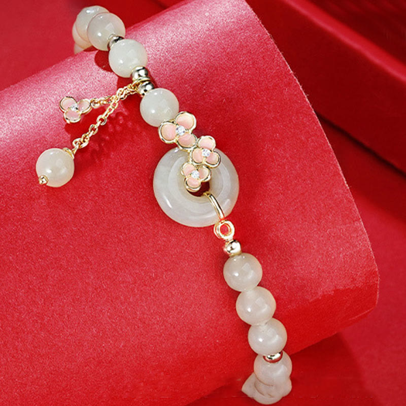 Buddha Stones 925スターリングシルバー 天然和田翡翠 桃色 平和バックル ジルコン 幸運のブレスレット ネックレス ペンダント