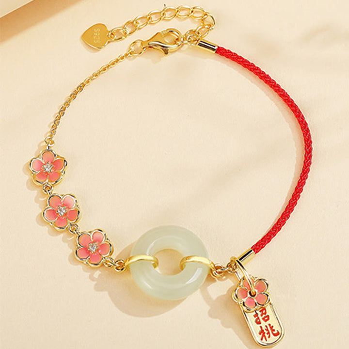 Buddha Stones 925スターリングシルバー 天然和田翡翠 桃色 平和バックル ジルコン 幸運のブレスレット ネックレス ペンダント