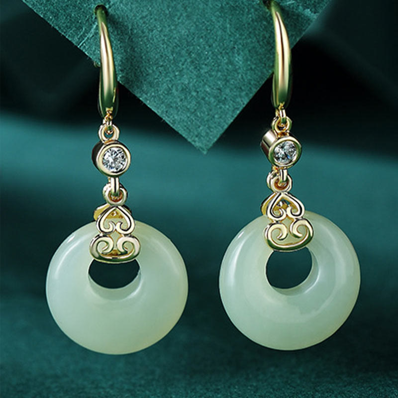 Buddha Stones 925スターリングシルバー 天然和田翡翠ひょうたん 平和バックル ジルコン 幸運のブレスレット ネックレス ペンダント イヤリング