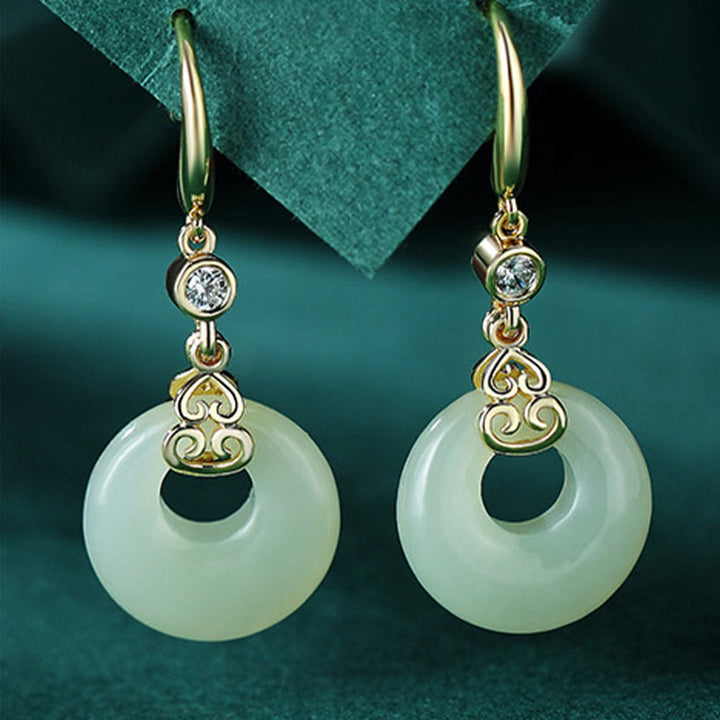 Buddha Stones 925スターリングシルバー 天然和田翡翠ひょうたん平和のお守りチャームジルコン幸運ブレスレットネックレス ペンダント イヤリング - 翡翠のイヤリング - image 13