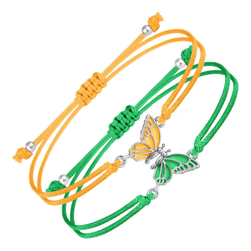 Buddha Stones2個入り ハンドメイド 編みロープ バタフライ フリーダム ブレスレット