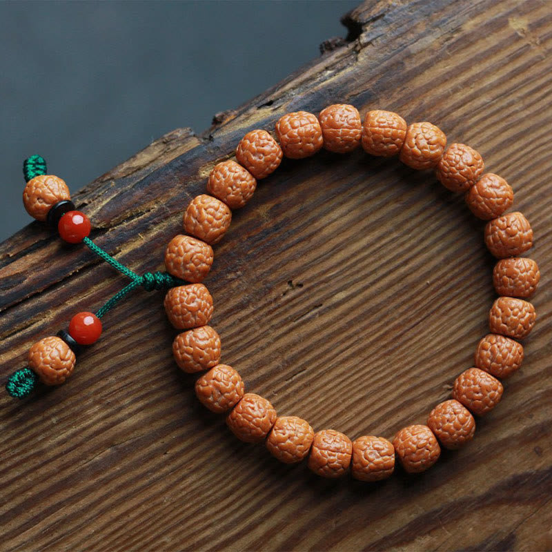 Buddha Stonesチベット ルドラークシャ 菩提樹 シードアゲート 富のブレスレット