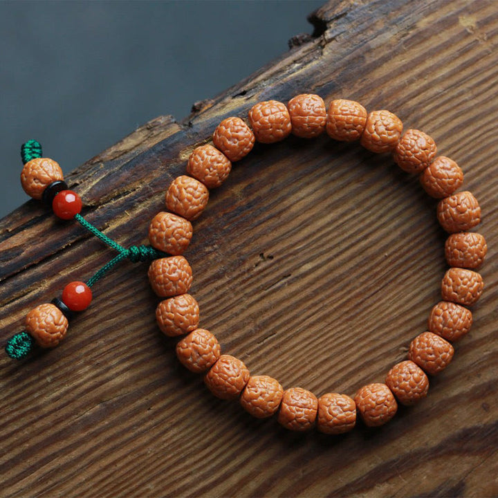 Buddha Stonesチベット ルドラークシャ 菩提樹 シードアゲート 富のブレスレット