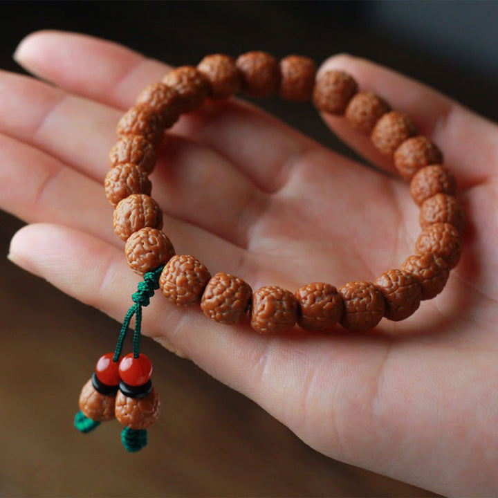 Buddha Stonesチベット ルドラークシャ 菩提樹 シードアゲート 富のブレスレット