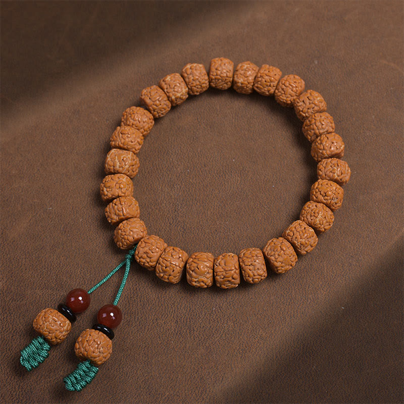 Buddha Stonesチベット ルドラークシャ 菩提樹 シードアゲート 富のブレスレット