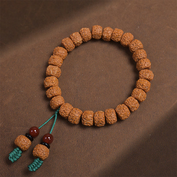 Buddha Stonesチベット ルドラークシャ 菩提樹 シードアゲート 富のブレスレット