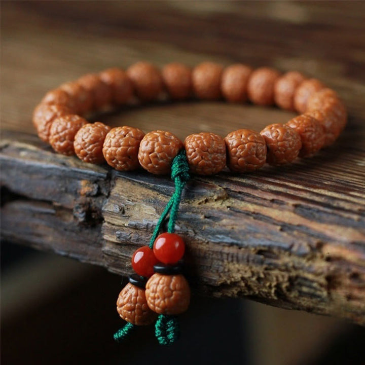 Buddha Stonesチベット ルドラークシャ 菩提樹 シードアゲート 富のブレスレット