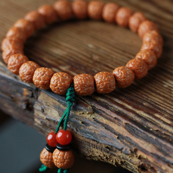Buddha Stonesチベット ルドラークシャ 菩提樹 シードアゲート 富のブレスレット