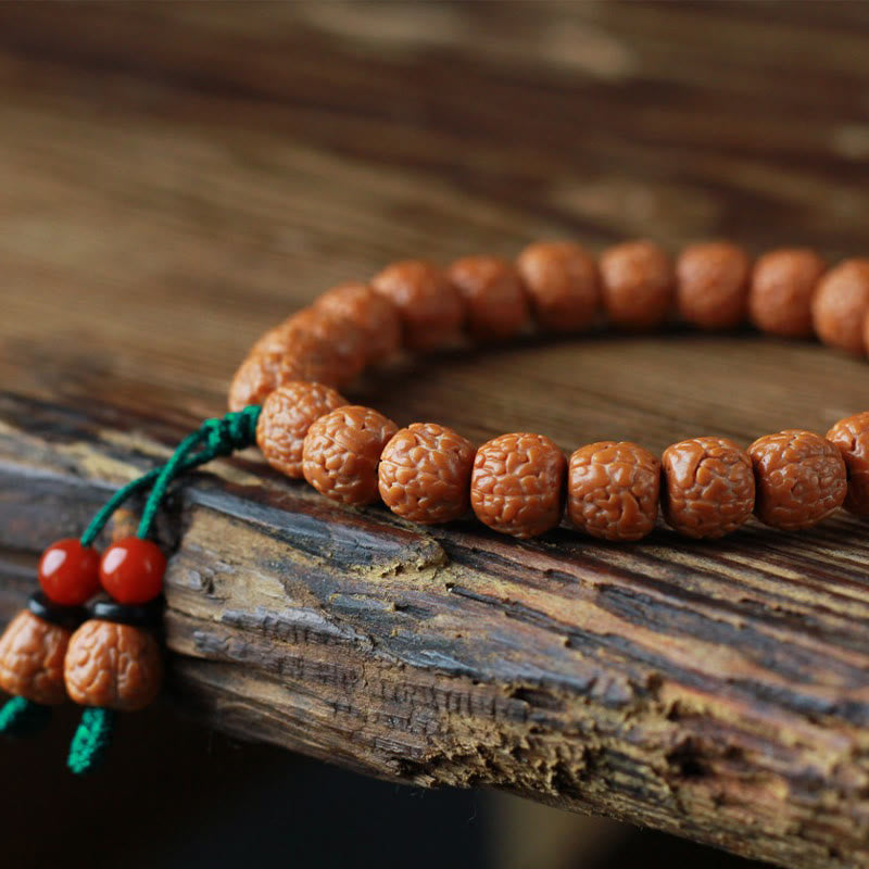 Buddha Stonesチベット ルドラークシャ 菩提樹 シードアゲート 富のブレスレット