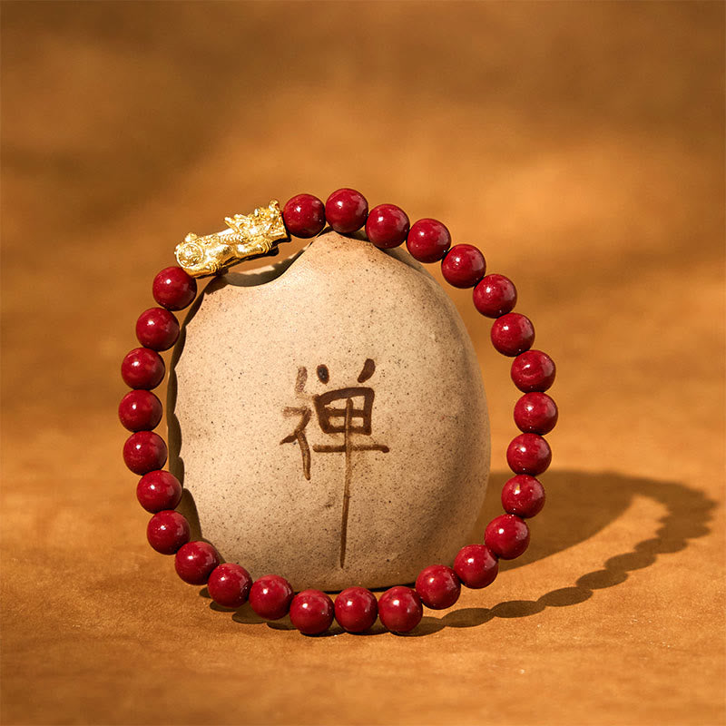 Buddha Stones天然辰砂ビーズPiXiu祝福ブレスレット