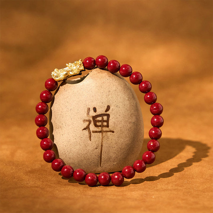 Buddha Stones天然辰砂ビーズPiXiu祝福ブレスレット