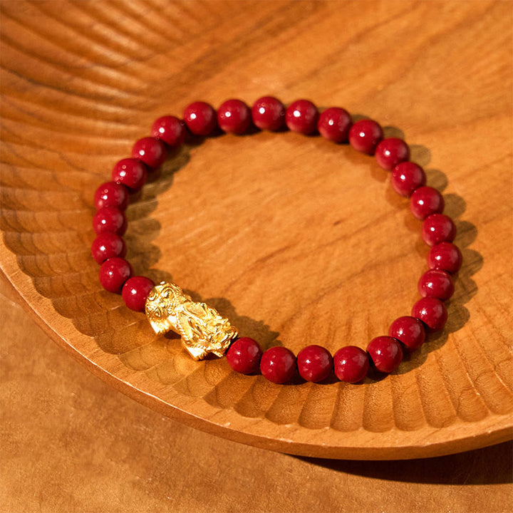 Buddha Stones天然辰砂ビーズPiXiu祝福ブレスレット