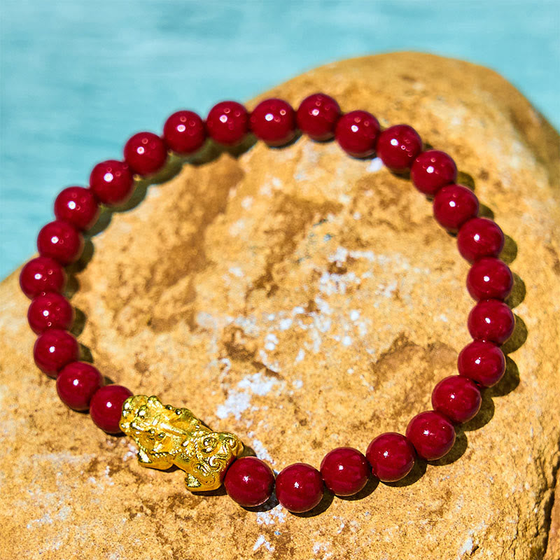 Buddha Stones天然辰砂ビーズPiXiu祝福ブレスレット