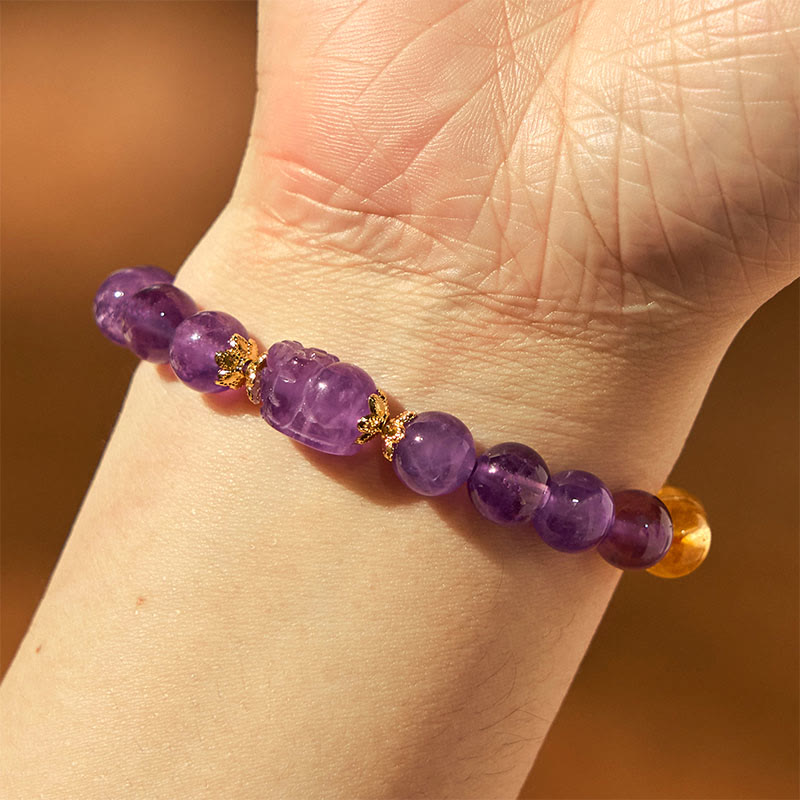 Buddha Stonesシトリン アメジストPiXiu繁栄のブレスレット