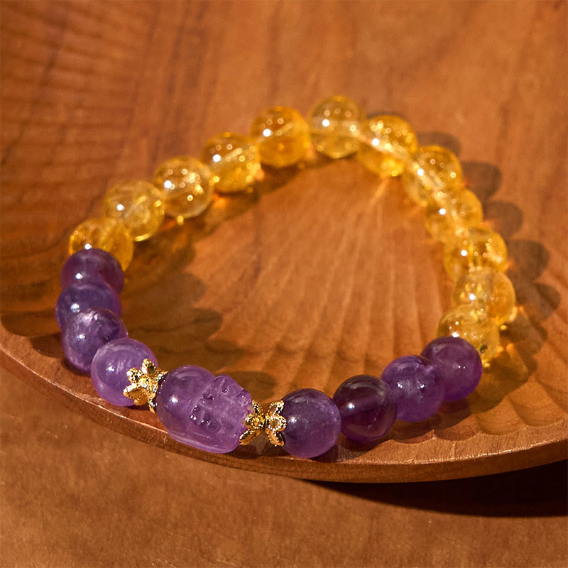Buddha Stonesシトリン アメジストPiXiu繁栄のブレスレット