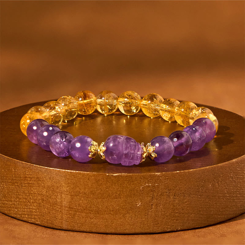 Buddha Stonesシトリン アメジストPiXiu繁栄のブレスレット