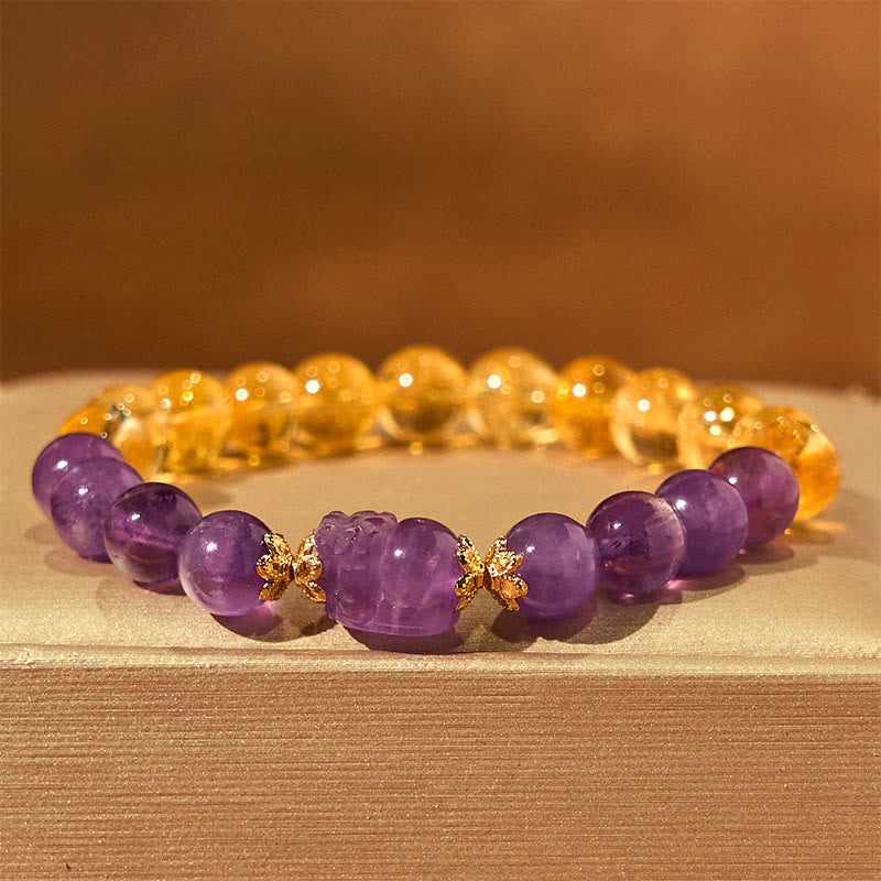 Buddha Stonesシトリン アメジストPiXiu繁栄のブレスレット
