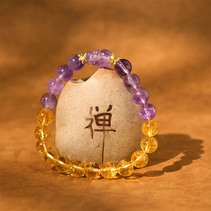 Buddha Stonesシトリン アメジストPiXiu繁栄のブレスレット