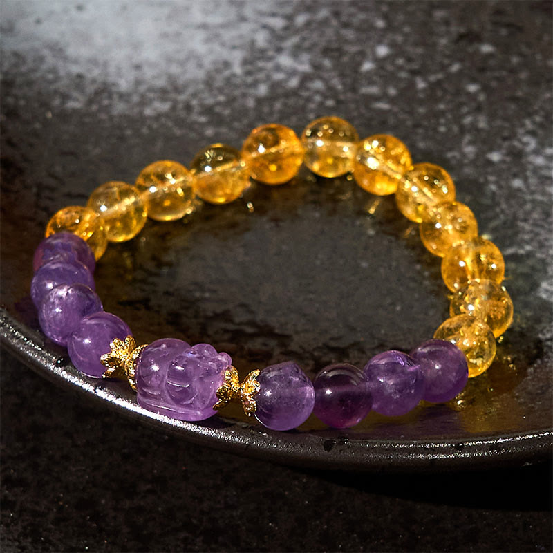 Buddha Stonesシトリン アメジストPiXiu繁栄のブレスレット