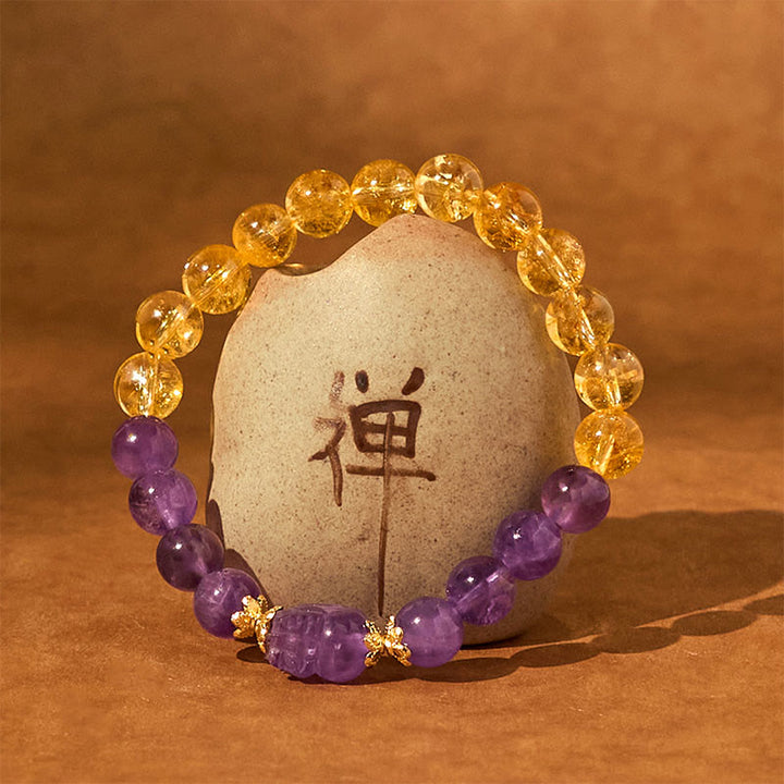 Buddha Stonesシトリン アメジストPiXiu繁栄のブレスレット