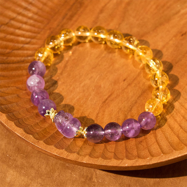 Buddha Stonesシトリン アメジストPiXiu繁栄のブレスレット