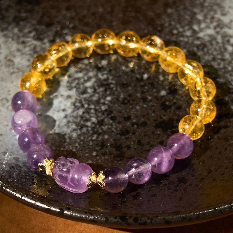 Buddha Stonesシトリン アメジストPiXiu繁栄のブレスレット