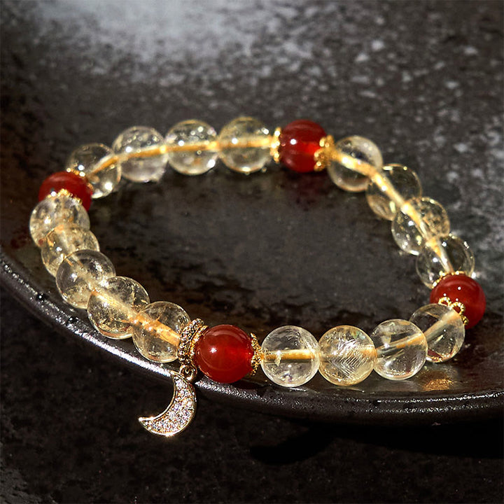 Buddha Stonesシトリン レッドアゲート 月の繁栄のブレスレット