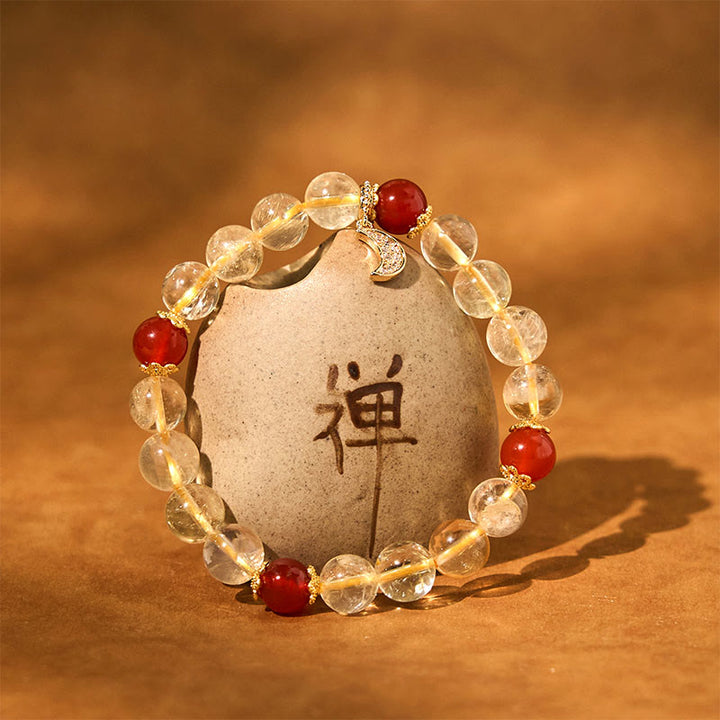 Buddha Stonesシトリン レッドアゲート 月の繁栄のブレスレット