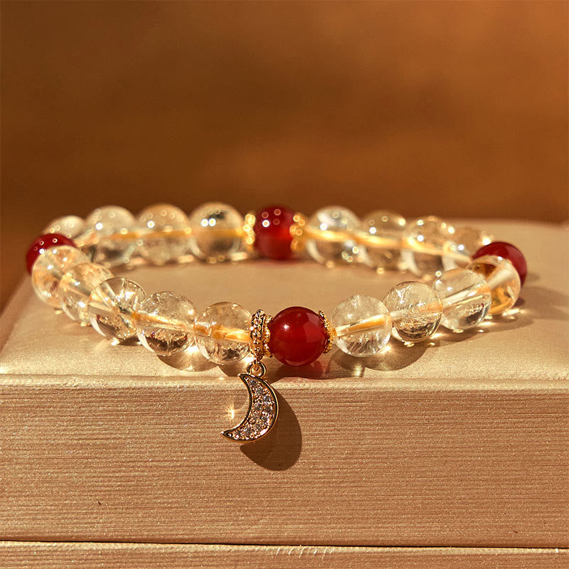 Buddha Stonesシトリン レッドアゲート 月の繁栄のブレスレット
