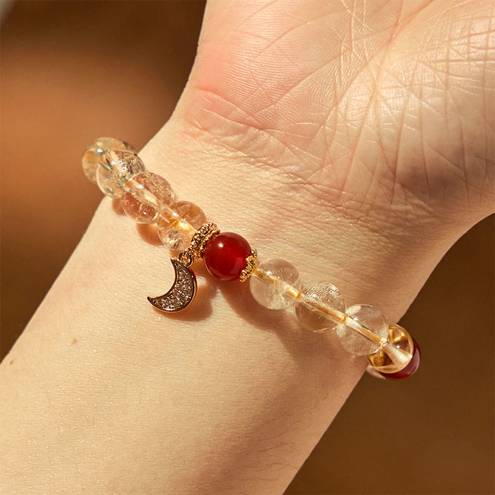 Buddha Stonesシトリン レッドアゲート 月の繁栄のブレスレット