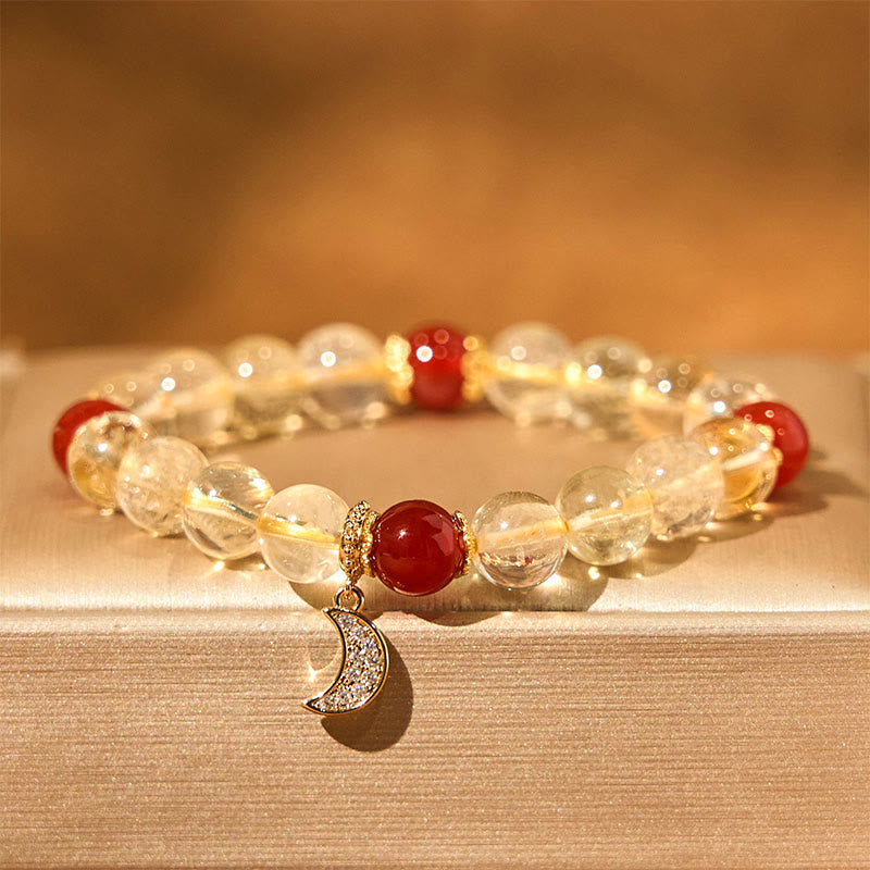 Buddha Stonesシトリン レッドアゲート 月の繁栄のブレスレット