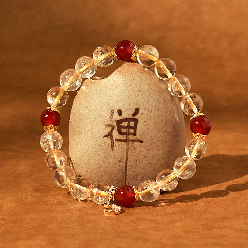 Buddha Stonesシトリン レッドアゲート 月の繁栄のブレスレット