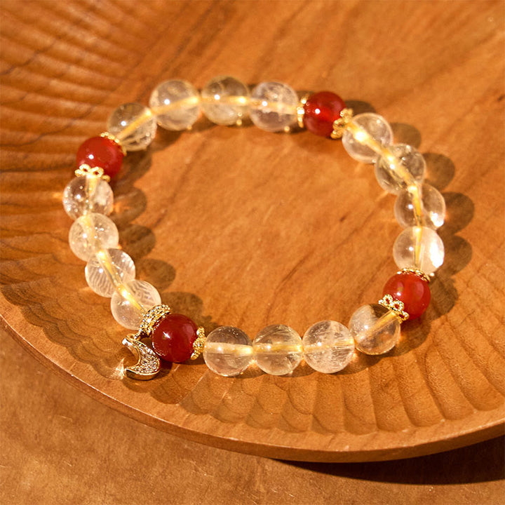 Buddha Stonesシトリン レッドアゲート 月の繁栄のブレスレット