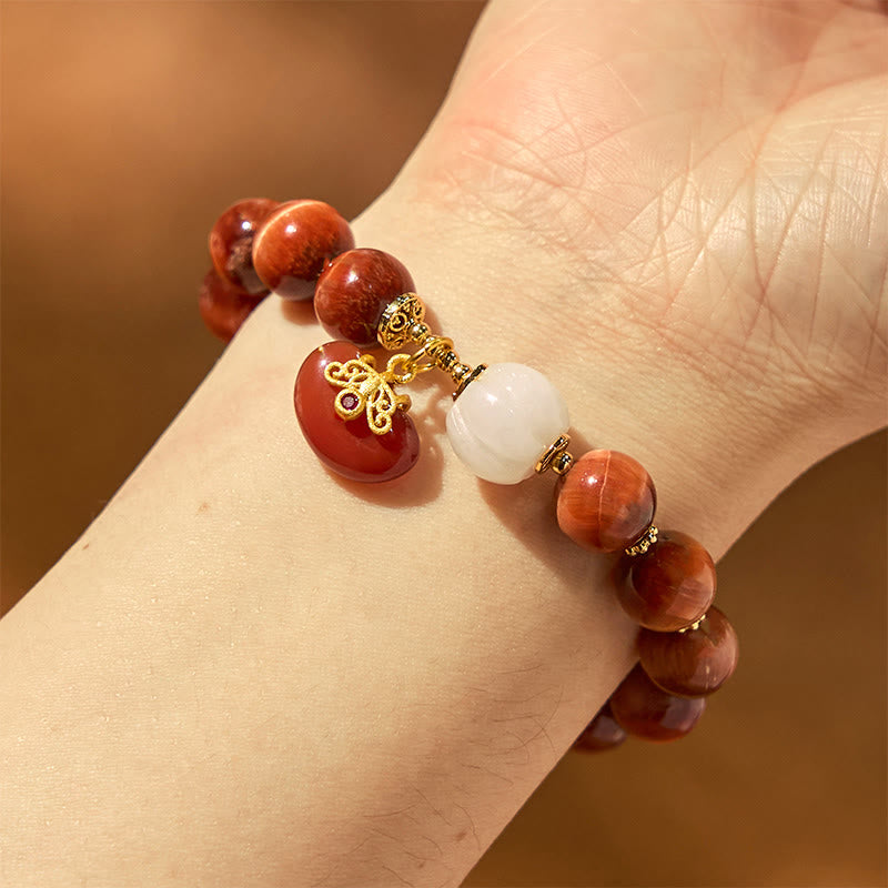 Buddha Stones天然レッドタイガーアイ パンプキンカームブレスレット