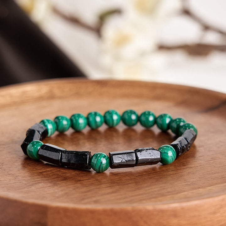 Buddha Stonesマラカイト ブラックトルマリン ピュリティブレスレット