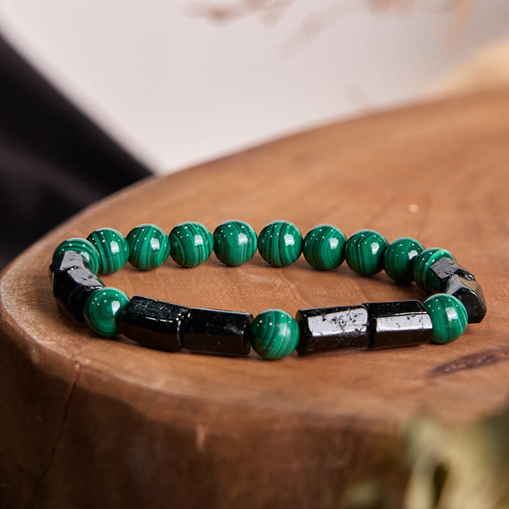 Buddha Stonesマラカイト ブラックトルマリン ピュリティブレスレット