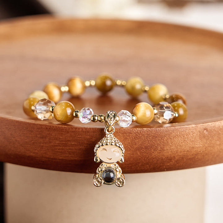 Buddha Stonesイエロータイガーアイ 瞑想仏陀守護ブレスレット