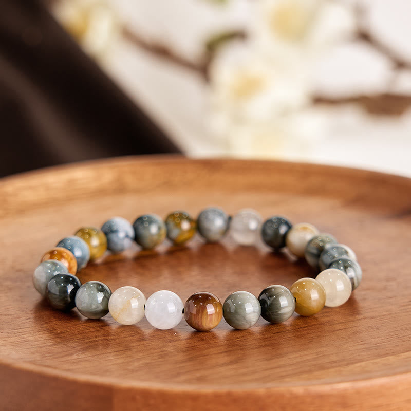 Buddha Stones天然イーグルアイストーン 自信とポジティブさを育むブレスレット