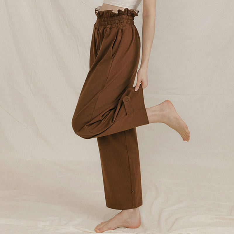 Buddha Stonesカジュアルバックル ルーズ レディース スパンデックス パンツ ポケット付き - image 6