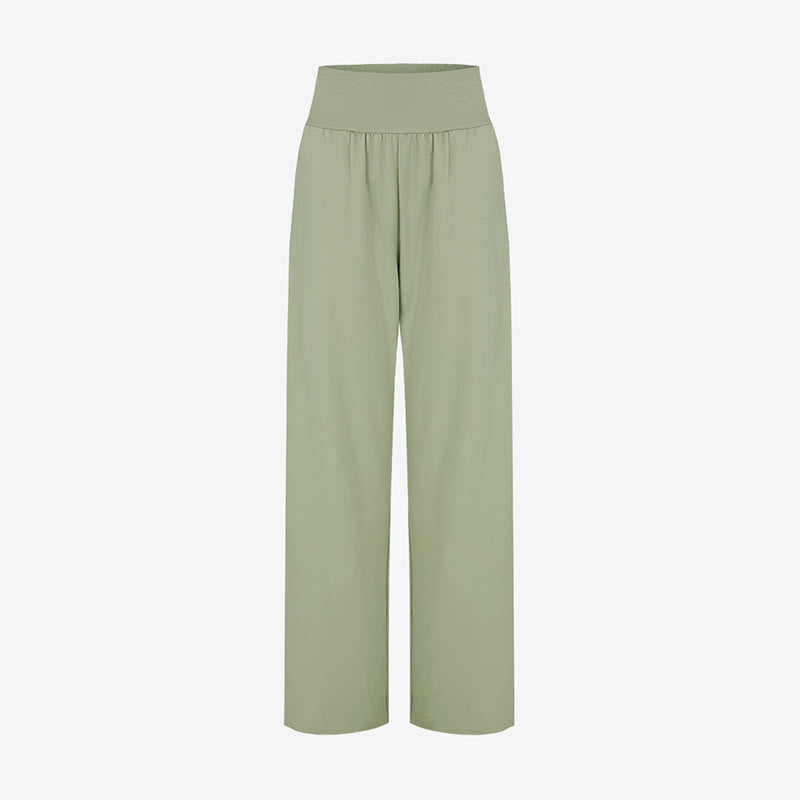 Buddha Stonesカジュアル ルーズ タイダウンヘム 無地 ハイウエスト レディース ライカパンツ ポケット付き - image 6