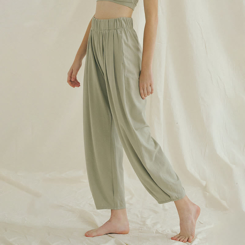 Buddha Stonesカジュアル 無地 通気性 ゆったり レディース ライカ ハーレムパンツ ポケット付き - image 14