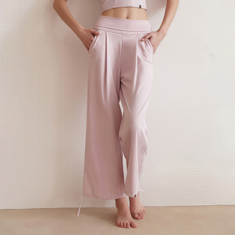 Buddha Stonesカジュアル 無地 ドローストリング 裾 レディース ライカ パンツ ポケット付き - image 12