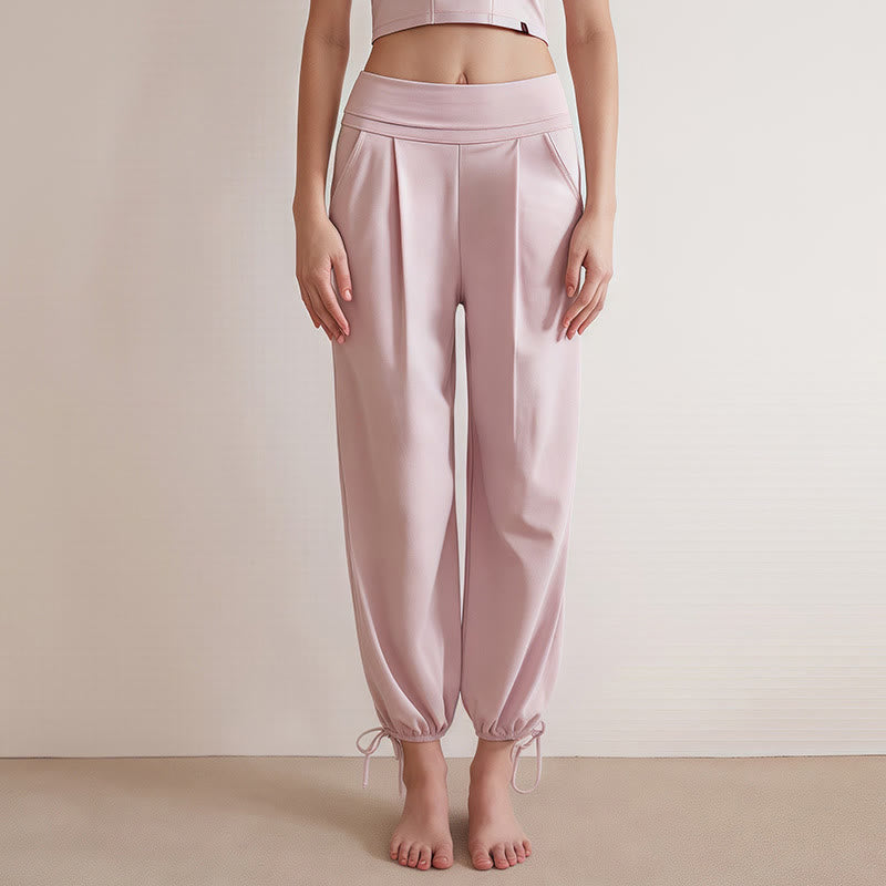 Buddha Stonesカジュアル 無地 ドローストリング 裾 レディース ライカ パンツ ポケット付き - ピンク - US4、 UK/AU8、 EU36 (L) - image 8