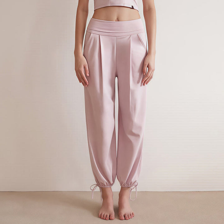 Buddha Stonesカジュアル 無地 ドローストリング 裾 レディース ライカ パンツ ポケット付き - ピンク - US4、 UK/AU8、 EU36 (L) - image 8