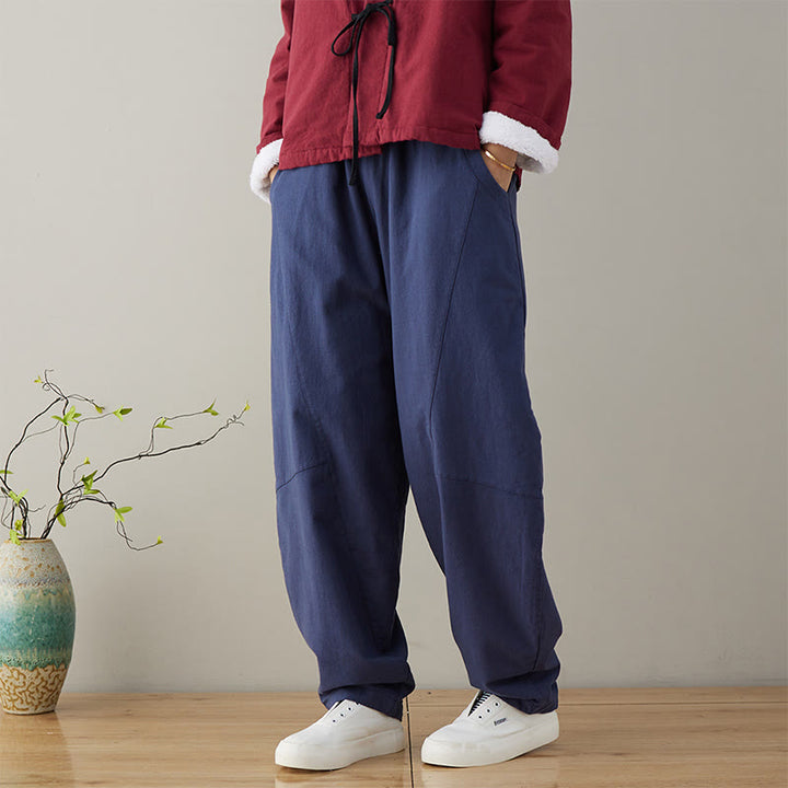 Buddha Stonesカジュアル 無地 ゆったり レディース コットンパンツ ポケット付き - image 2