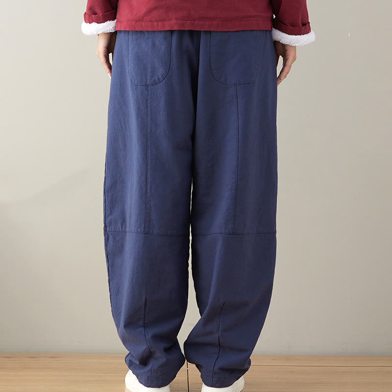Buddha Stonesカジュアル 無地 ゆったり レディース コットンパンツ ポケット付き - image 1
